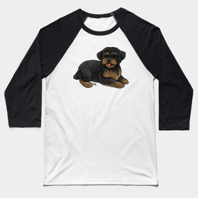 Dog - Yorkipoo - Black and Tan Baseball T-Shirt by Jen's Dogs Custom Gifts and Designs